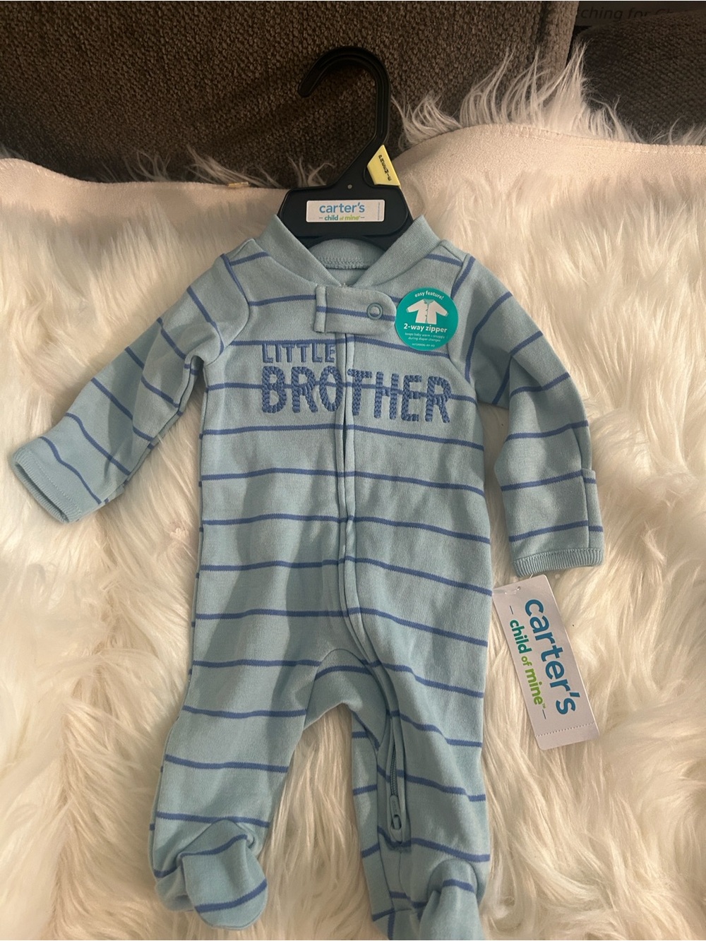 Carter's Light Blue Striped 'Little Brother' One-Piece